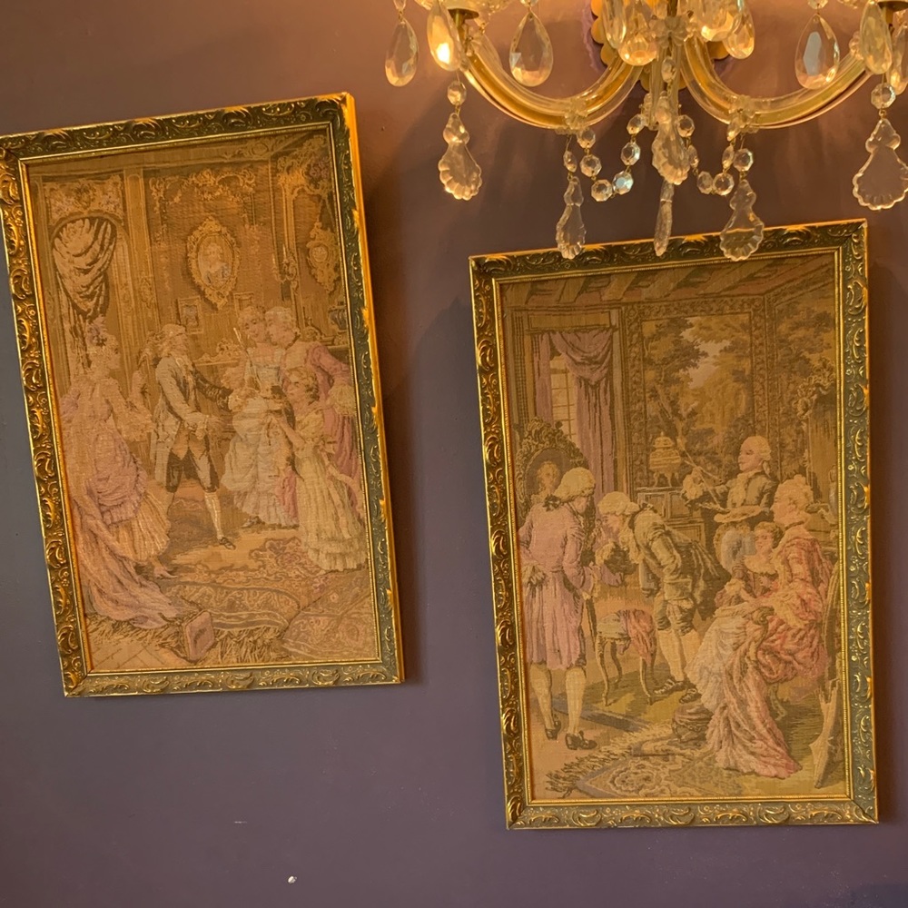 Antique French Tapestries Parlor Scenes13”x21”